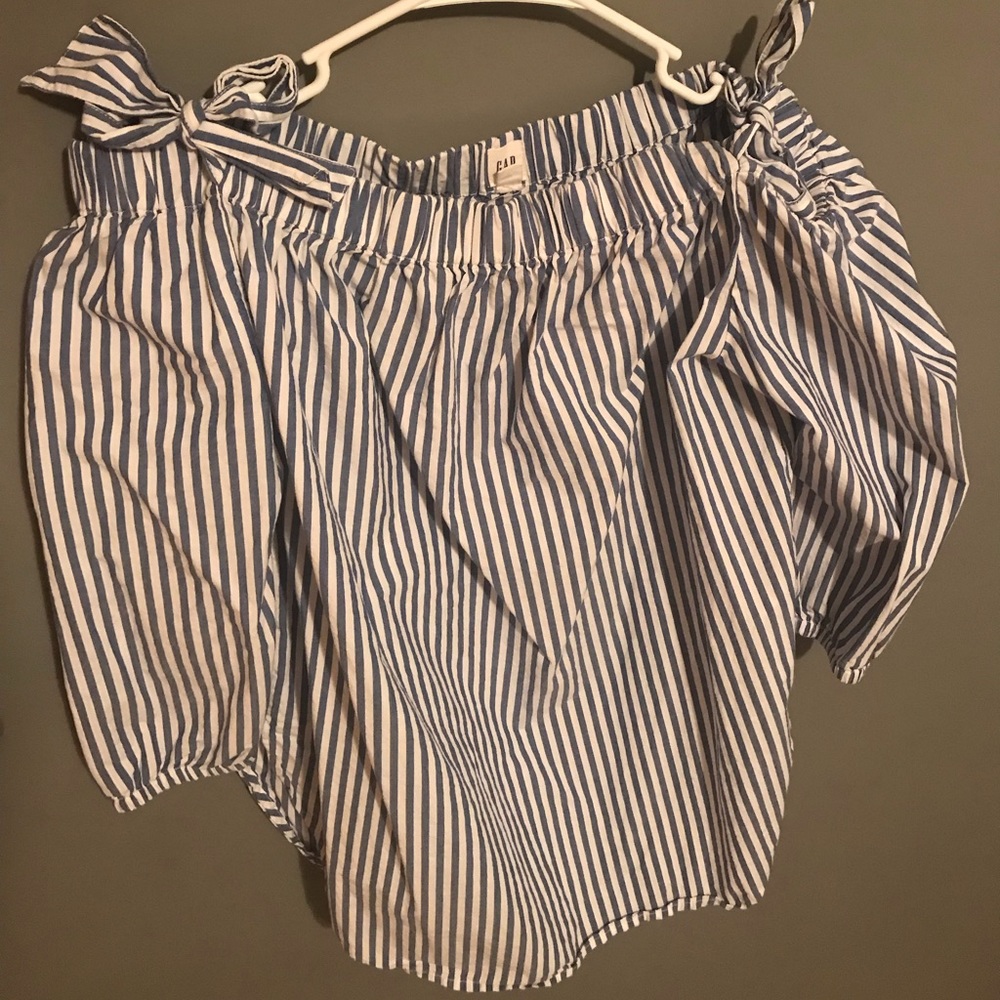 GAP blue/white stripe off shoulder top